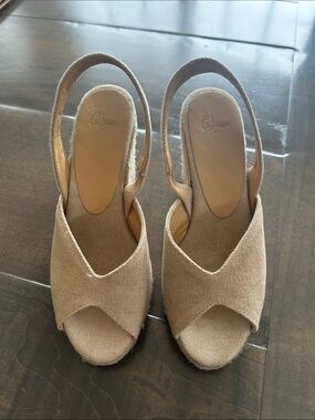 Castaner Tan Woven Slingback Espadrille Wedges